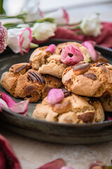 Vegan and gluten free flowers and nuts cookies