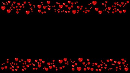 Fototapeta na wymiar schwarzer Hintergrund mit roten Herzen