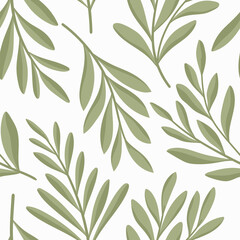 Vector hand drawn leaves seamless pattern. Abstract trendy floral background. Repeatable texture.