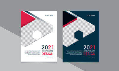 Corporate book cover template design with annual report cover layout