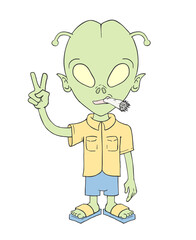 Funny alien smoking