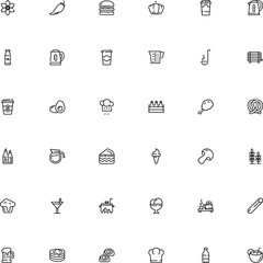 icon vector icon set such as: barrel, gluten, bean, chilli, coconut, chile, crop, appetizing, caramel, wafer, fried, spoon, birthday, cookie, pepper, orange, ketchup, drawn, spice, hand drawn