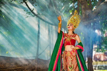 Beautiful girl with costume apsara from cambodia concept, Identi