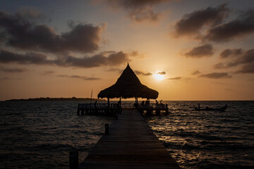 A pier on a sunset in the Caribbean 