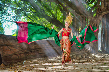 Beautiful girl with costume apsara from cambodia concept, Identi