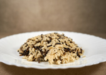 Black and brown rice on the plate