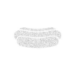 The hotdog symbol filled with black dots. Pointillism style. Vector illustration on white background