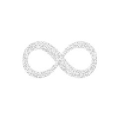 Fototapeta premium The infinity symbol filled with black dots. Pointillism style. Vector illustration on white background