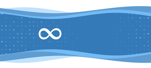 Blue wavy banner with a white infinity symbol on the left. On the background there are small white shapes, some are highlighted in red. There is an empty space for text on the right side