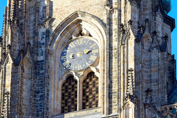 Elements of the facade of the cathedral Rotunda of St. Vitus of Prague Castle. Czech Republic,...