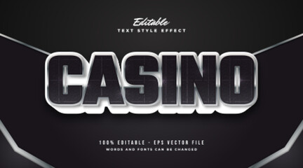 Bold Black and Metal Casino Text with Embossed Effect. Editable Text Style Effect