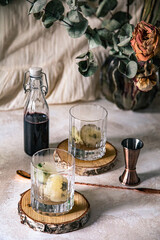 Obraz na płótnie Canvas Herbal cocktail setup