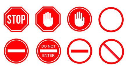 Traffic sign stop set. Prohibition sign. Vector illustration. on white background
