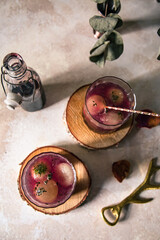 pink elderberry mocktail in a glass