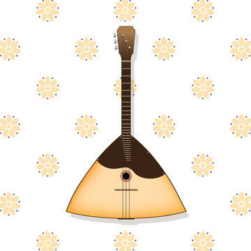 balalaika musical instrument on floral background clip art preview