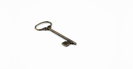 Old antique keys on a white background. Knowledge and wisdom.