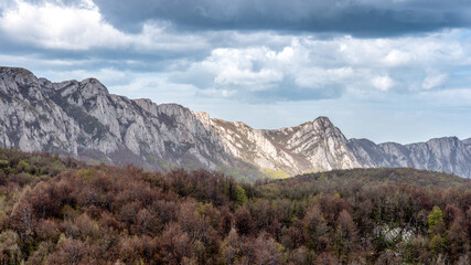 Jagged peaks of Veliki Krs mountain ridge in eastern Serbia, near the city of Bor
