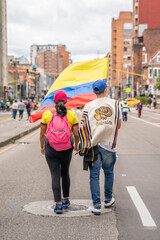 Bogota, Colombia,  May 12, 2021 demonstration against government reforms and violence