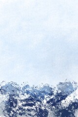 Fototapeta na wymiar hand drawn brush blue mountains