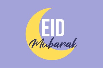 Creative Eid Mubarak wishing vector background design. Flat design for holy eid festival. Moon symbol. 