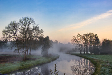 Foggy morning landscape