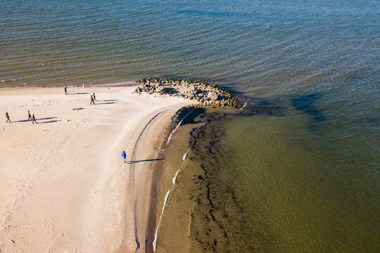 Aerial view of cape Kolka and Baltic sea, Latvia. 