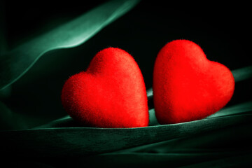 Red heart. Valentine's Day card.
Dark background