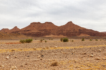 Mountains in the desert. Stone Sahara Desert, Errachidia Province, Morocco