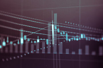 Candlestick chart in financial stock market on digital number background. Forex trading graphic design and Stock market trading trend as concept.