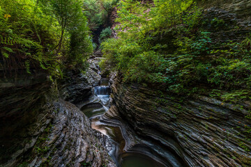 Cascades and Pools of Water in Watkins Glen State Park