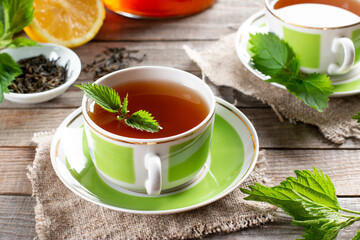 Nettle tea. Fresh and dry stinging nettle. Folk remedy