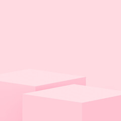 Abstract 3d pink cube and box podium minimal scene studio background.