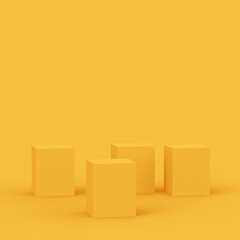 3d yellow stage podium scene minimal studio background. Abstract 3d geometric shape object illustration render. Display for summer holiday product.
