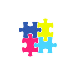 puzzle icon - puzzle isolate, teamwork illustration- Vector puzzle. Vector illustration