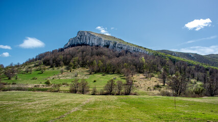 Jagged peak of Stol mountain in eastern Serbia, near the city of Bor