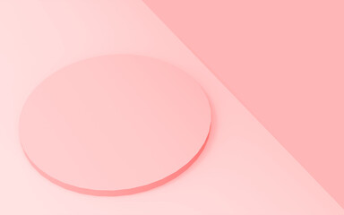 Abstract 3d pink color cylinder podium minimal studio background.