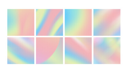 Pastel Gradient social media post Background templates. Pink, blue, green rainbow Abstract Grainy square collection