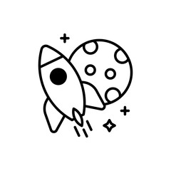 Fototapeta premium Rocket Vector Outline Icon. EPS 10 FIle