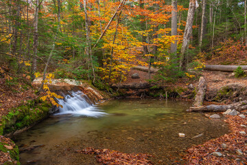 New England Fall Waterfall and Pond