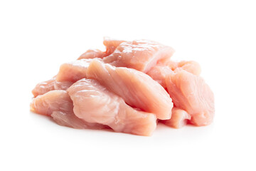 Poultry meat. Sliced raw turkey meat. Breast meat
