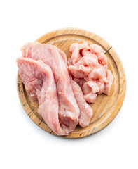 Poultry meat. Sliced raw turkey meat. Breast meat