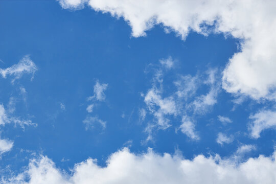 Blue sky with clouds. White clouds cumulus floating on blue sky for backgrounds concept