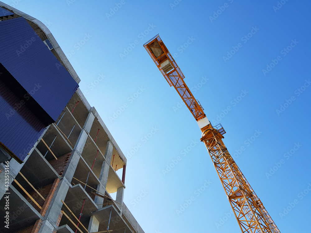 Wall mural looking up at the construction environment, construction site, construction process