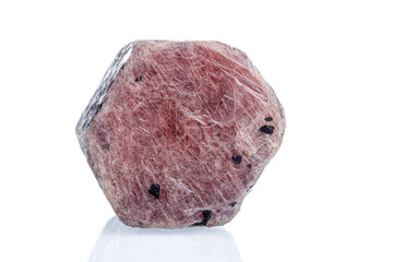 macro mineral stone ruby on a white background
