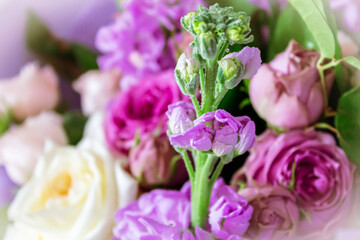 A bouquet of very beautiful different colors close up.