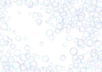 Soap bubbles flew randomly on a white background. Vector