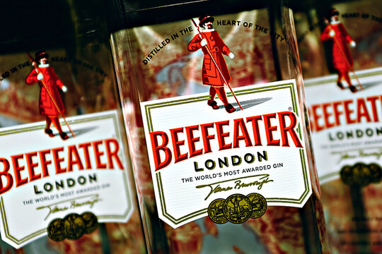 Editorial photo on Beefeater theme.  Illustrative photo for news about Beefeater - a brand of gin bottled and distributed in the United Kingdom