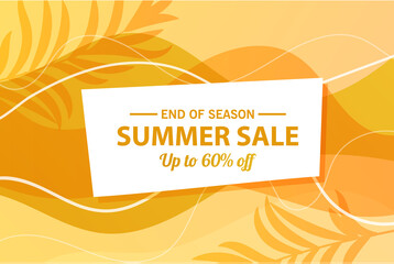 Summer sale banner template, Summer sale bright background for your advertisement, Vector illustration