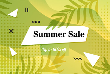 Summer sale banner template, Summer sale bright background for your advertisement, Vector illustration