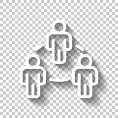 Partnership, teamwork, simple business logo. White linear icon with editable stroke and shadow on transparent background